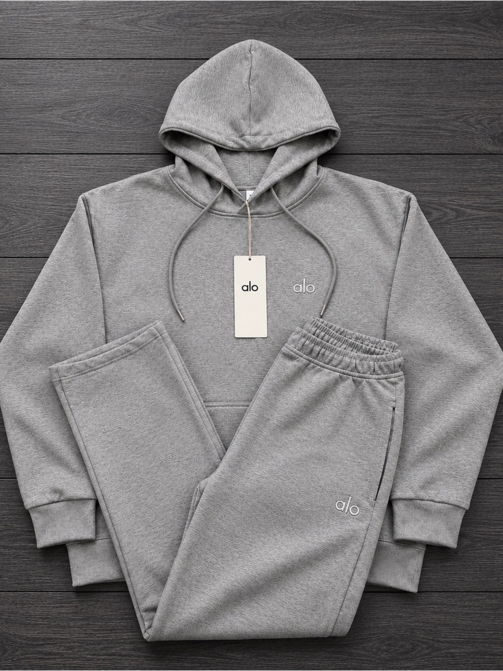 Alo Grey Sweatpants And Hoodie Set Size